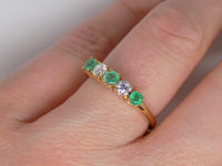 9ct Yellow Gold Round Cut Emerald and Diamond 5 Stone Wedding/Eternity Ring SKU 5406049