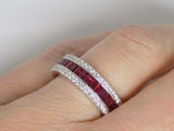 18ct White Gold Baguette Rubies and Round Diamond Ring 1.62ct Ruby/0.38ct Diamonds SKU 8802107