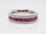 18ct White Gold Baguette Rubies and Round Diamond Ring 1.62ct Ruby/0.38ct Diamonds SKU 8802107