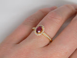 18ct Yellow Gold Oval Ruby Diamond Halo Diamond Shoulders Engagement Ring 0.66ct/0.16ct SKU 8802093