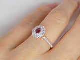 9ct Yellow Gold Oval Ruby Double Diamond Halo Diamond Shoulders Engagement Ring SKU 5606035