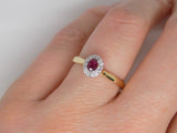 9ct Yellow Gold Oval Ruby Diamond Halo Engagement Ring SKU 5606046