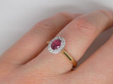 9ct Yellow Gold Oval Ruby Diamond Halo Engagement Ring SKU 5606047