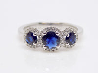 18ct White Gold Round Brilliant Sapphires and Halo Diamond Engagement Ring SKU 5706021