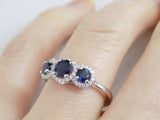 18ct White Gold Round Brilliant Sapphires and Halo Diamond Engagement Ring SKU 5706021