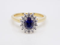 9ct Yellow Gold Oval Sapphire Halo Diamond Engagement Ring SKU 5706025