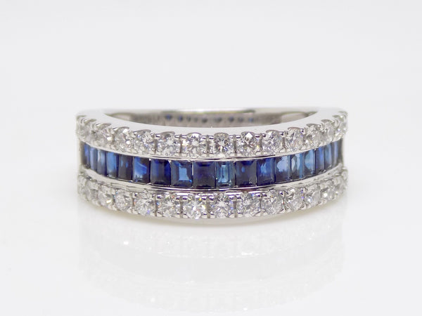 Baguette Sapphires and Round Brilliant Diamonds Ring SKU 5706029