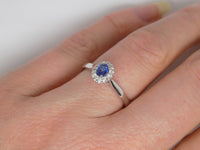 9ct White Gold Oval Sapphire Halo Diamond Engagement Ring SKU 5706053