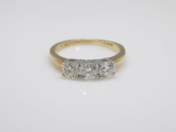 9ct Yellow Gold Round Brilliant Diamond 3 Stone Diamond Engagement Ring 0.75ct SKU 8803074