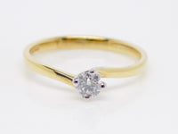 9ct Yellow Gold Round Brilliant Diamond Solitaire Twist Engagement Ring 0.15ct SKU 6001019