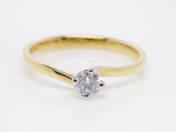 9ct Yellow Gold Round Brilliant Diamond Solitaire Twist Engagement Ring 0.15ct SKU 8803211