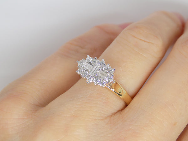 Contemporary Floral Halo Diamond Engagement Ring - Strickland Jewelers
