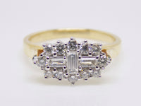 9ct Yellow Gold Baguette & Round Diamond Glasgow Boat Cluster Engagement Ring 0.50ct SKU 6009002