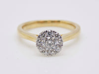 9ct Yellow Gold Diamond Cluster in Solitaire Setting Engagement Ring 0.50ct SKU 8802103