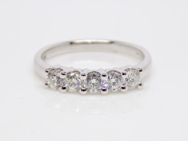 9ct White Gold 5 Round Brilliant Claw Set Diamonds Wedding/Eternity Ring 0.50ct SKU 6105005