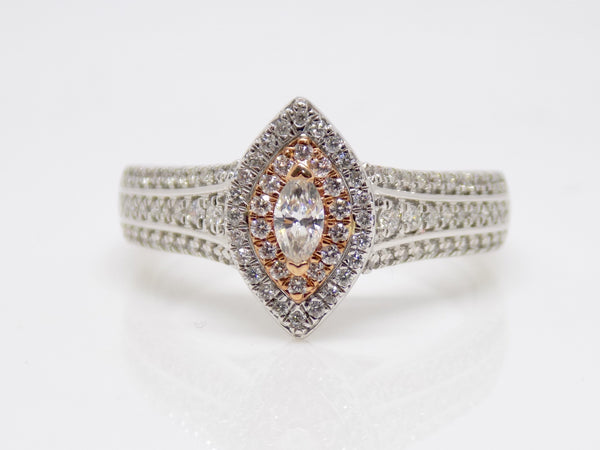 9ct White Gold and Rose Gold Marquise Diamond Cluster Engagement Ring 0.40ct SKU 6107005