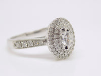 9ct White Gold Round Diamond, Double Diamond Halo Engagement Ring 0.75ct SKU 6107012