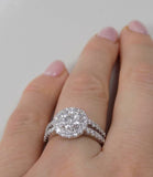 9ct White Gold Split Shoulders Diamond Halo Engagement Ring 1.00ct SKU 8802154