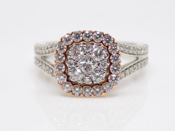 9ct White Gold and Rose Gold Accentuated Diamond Engagement Ring 1.00ct SKU 6107035