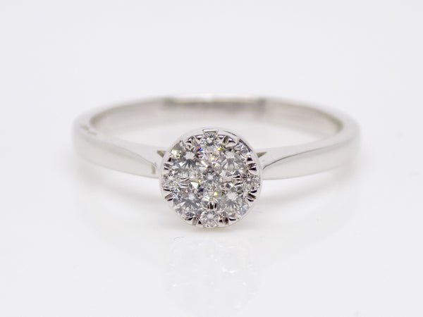 9ct White Gold Round Brilliant Diamonds Cluster Engagement Ring 0.25ct SKU 6107041