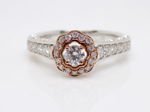 9ct White Gold and Rose Gold Accentuated Diamond Engagement Ring 0.62ct SKU 8802149