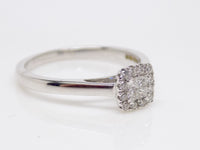 9ct White Gold Square Set Diamond Cluster Engagement Ring 0.20ct SKU 6107050