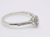 9ct White Gold Marquise Diamond, Diamond Halo/Shoulders Engagement Ring 0.10ct SKU 6107064