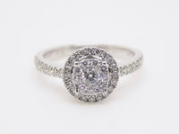 9ct White Gold Diamond Halo Cluster Engagement Ring 0.50ct SKU 6109019