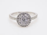 9ct White Gold Diamond Halo Cluster Engagement Ring 0.50ct SKU 6109019