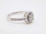 9ct White Gold Diamond Halo Cluster Engagement Ring 0.50ct SKU 8802145