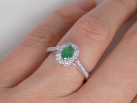 9ct White Gold Oval Emerald Diamond Halo/Shoulders Engagement Ring SKU 6109030