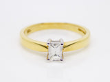 18ct Yellow Gold Emerald Cut Diamond Solitaire Engagement Ring 0.33ct SKU 8803129