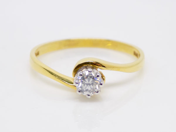 18ct Yellow Gold Round Brilliant Diamond Solitaire Twist Engagement Ring 0.25ct SKU 8803094