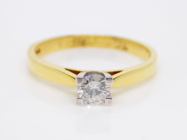 18ct Yellow Gold Round Brilliant Diamond Solitaire Engagement Ring 0.33ct SKU 8803127
