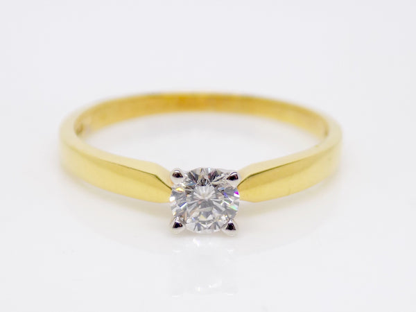 18ct Yellow Gold Round Brilliant Diamond Solitaire Engagement Ring 0.33ct SKU 8803084