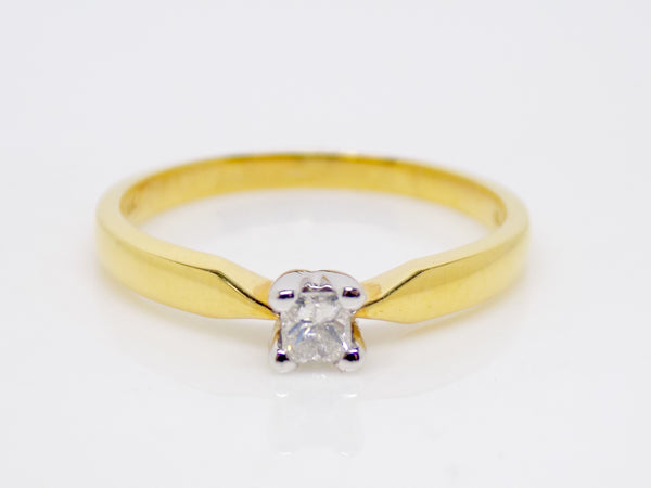 18ct Yellow Gold Princess Cut Diamond Solitaire Engagement Ring 0.15ct SKU 8803091