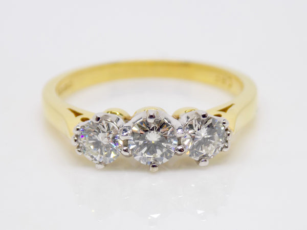 18ct Yellow Gold 3 Round Brilliant Diamonds Engagement Ring 0.75ct SKU 8803133