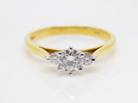 18ct Yellow Gold 3 Round Brilliant Diamonds Engagement Ring 0.50ct SKU 8803126