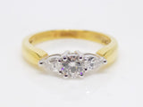 18ct Yellow Gold Round Brilliant Centre Diamond Pear Diamond Sides 3 Stone Engagement Ring 0.45ct SKU 8803128