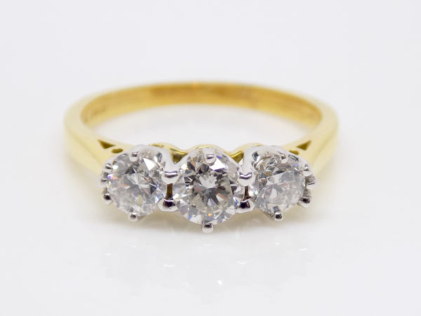 18ct Yellow Gold 3 Round Brilliant Diamonds Engagement Ring 0.75ct SKU 8803132