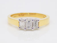 18ct Yellow Gold 3 Emerald Cut Diamonds Engagement Ring 0.50ct SKU 8803054
