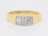 18ct Yellow Gold 3 Emerald Cut Diamonds Engagement Ring 0.50ct SKU 8803054
