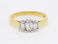 18ct Yellow Gold 3 Emerald Cut Diamonds Diamond Engagement Ring 0.50ct SKU 8803053