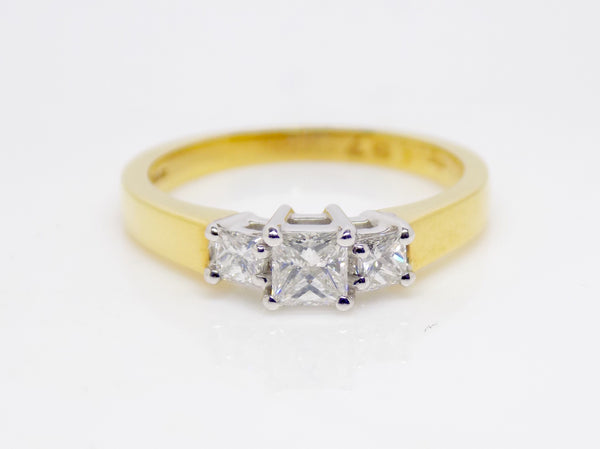 18ct Yellow Gold 3 Princess Cut Diamond Engagement Ring 0.50ct SKU 8803075