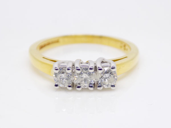 18ct Yellow Gold 3 Round Brilliant Cut Diamond Engagement Ring 0.50ct SKU 8803072
