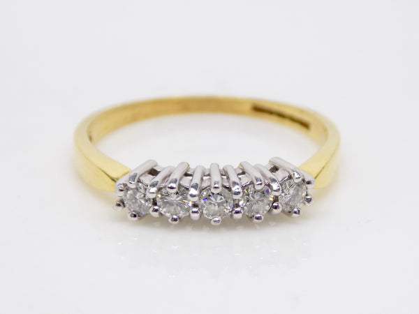 18ct Yellow Gold 5 Round Brilliant Diamonds Engagement Ring 0.25ct 8802123
