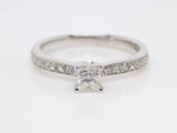 18ct White Gold Diamond Shoulders Princess Cut Diamond Solitaire Engagement Ring 0.50ct SKU 8803151