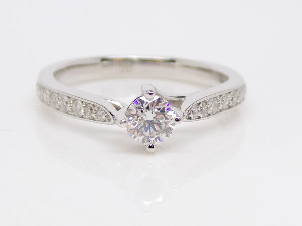 18ct White Gold Diamond Shoulders Round Brilliant Diamond Engagement Ring 0.50ct SKU 8802049
