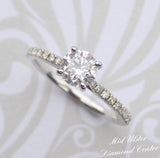 18ct White Gold Diamond Shoulders Round Brilliant Diamond Solitaire Engagement Ring 0.87ct SKU 6301025