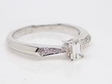 18ct White Gold Emerald Cut Diamond and Pave Diamond Shoulders Engagement Ring 0.41ct SKU 8801002